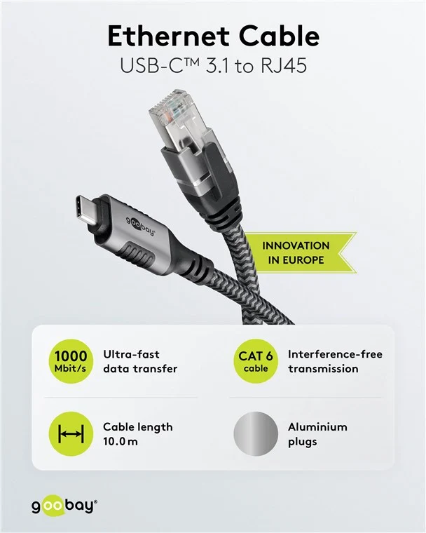Ethernet-Kabel USB-C™ 3.1 auf RJ45, 10 m