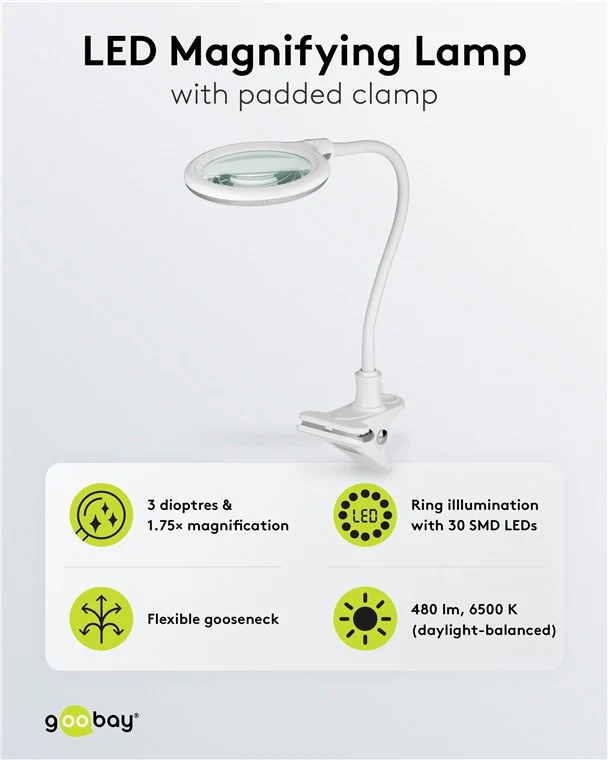 LED-Klemm-Lupenleuchte, 6 W, weiß