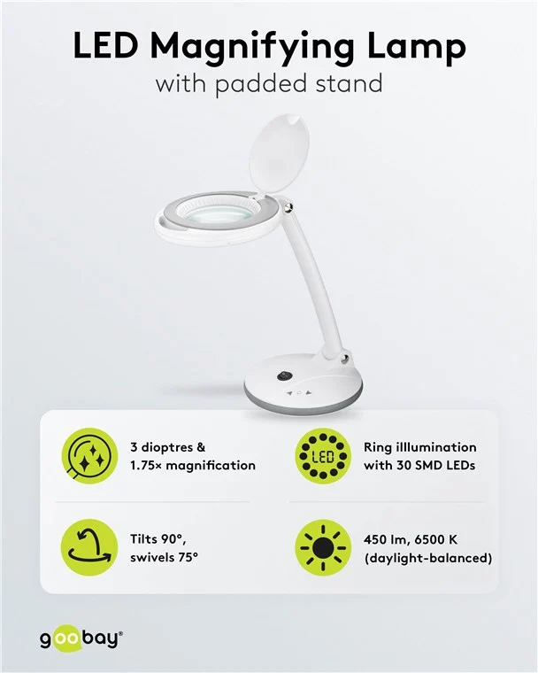 LED-Stand-Lupenleuchte, 6 W, weiß