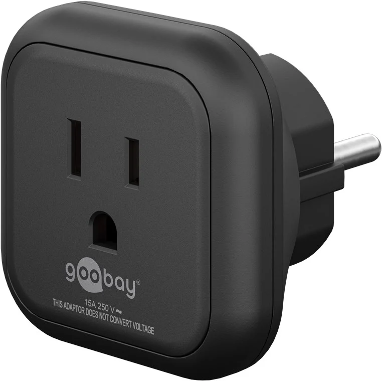 Reiseadapter USA/Japan auf Europa, schwarz