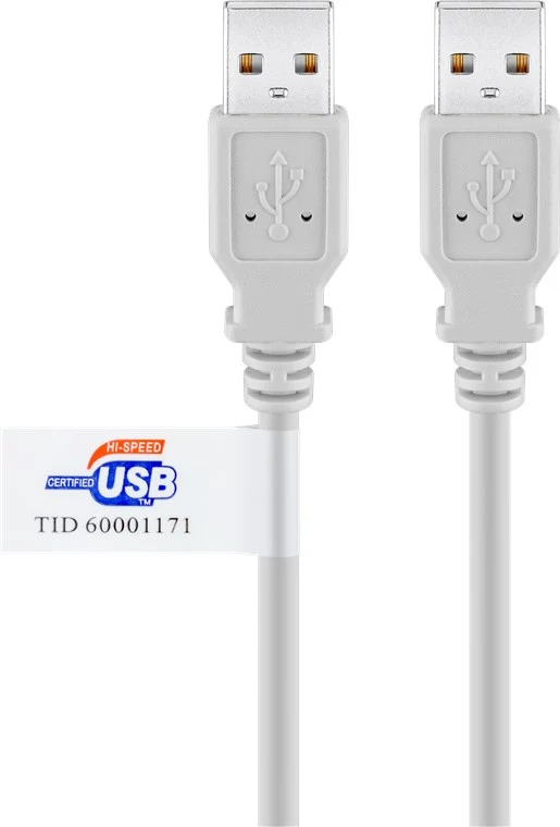 USB-A-Kabel, zertifiziert, 2 m, grau