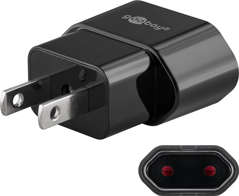 Reiseadapter Eurostecker auf USA/Japan, schwarz