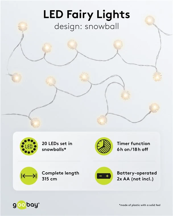 20er LED-Lichterkette "Schneeball"
