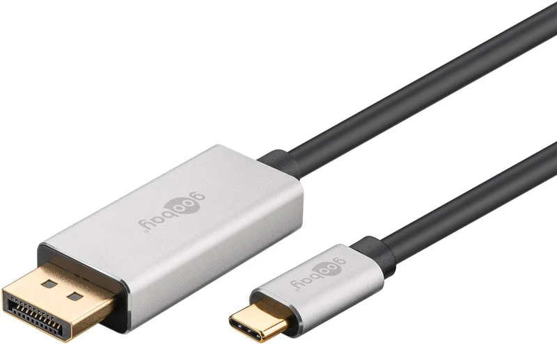 USB-C™-auf-DisplayPort™-Kabel, 2 m, schwarz;silber