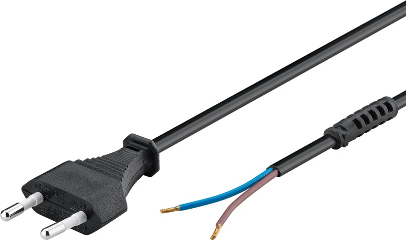 Kabel mit Eurostecker zum Konfektionieren, 1,5 m, Schwarz, (2*0,75 mm²)
