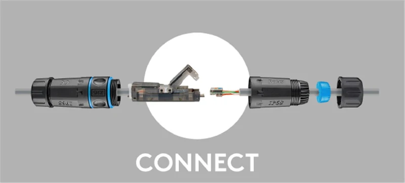 Outdoor (IP68) Netzwerkkabel-Verbinder, CAT 6A UTP ungeschirmt