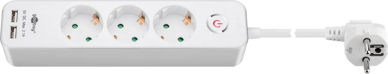 Steckdosenleiste 3-fach mit Schalter und USB