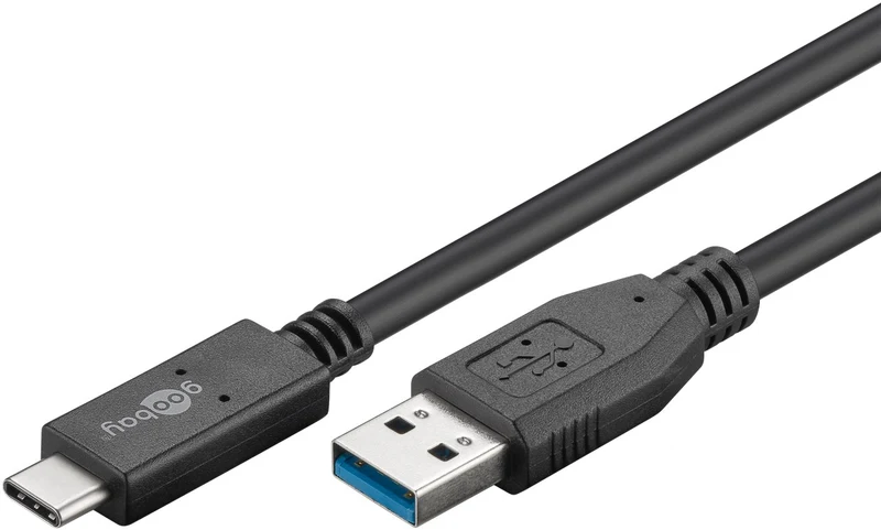 USB-C™-auf-USB-A-Kabel, 1 m, schwarz