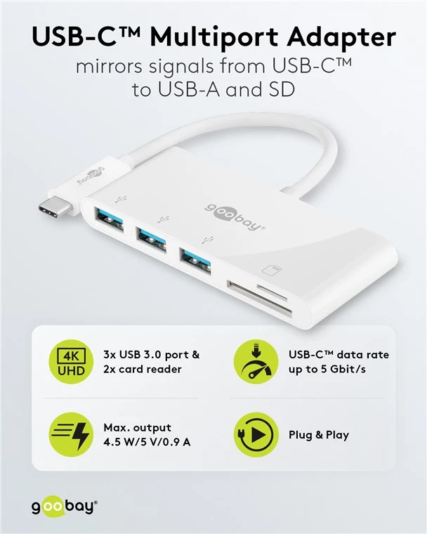 USB-C™ Multiport-Adapter auf 3x USB-A, Cardreader