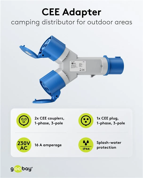 CEE-Y-Adapter, CEE-Stecker auf 2x CEE-Kupplung
