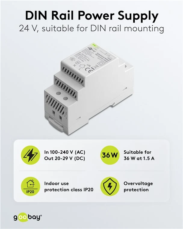 Hutschienen-Netzteil (DIN-Rail) 24 V (DC), 1,5 A, 36 W