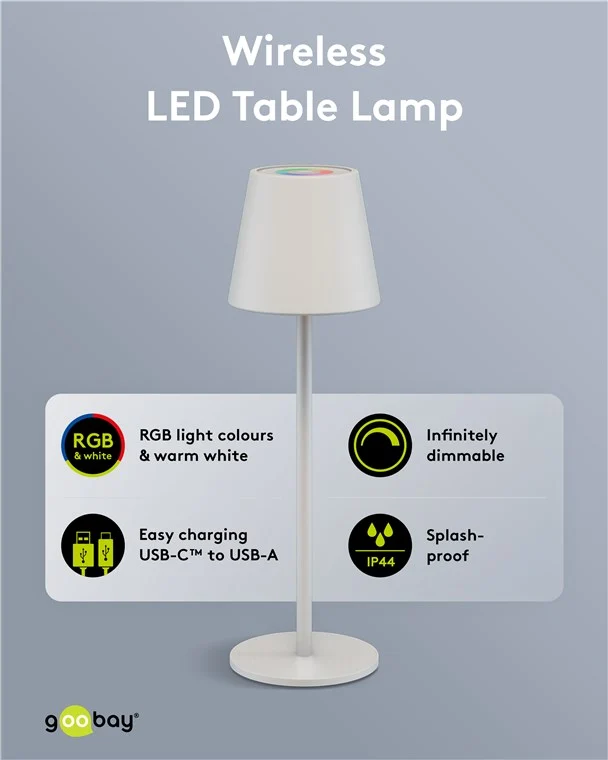 Kabellose LED-Tischleuchte RGBW, weiß