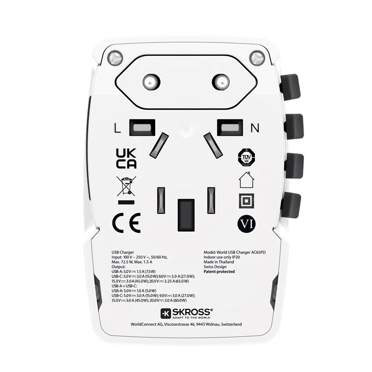 Reiseadapter World USB Charger AC65PD