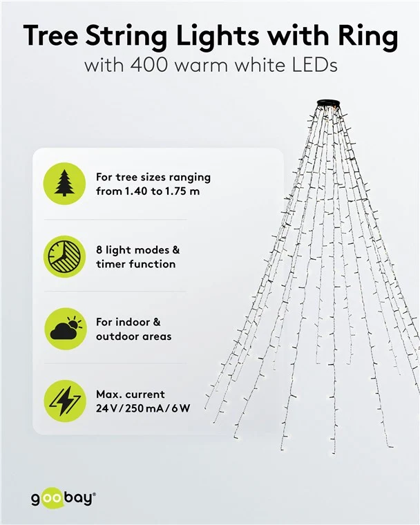 400 LED-Baummantel mit Ring, 16x 1,5 m