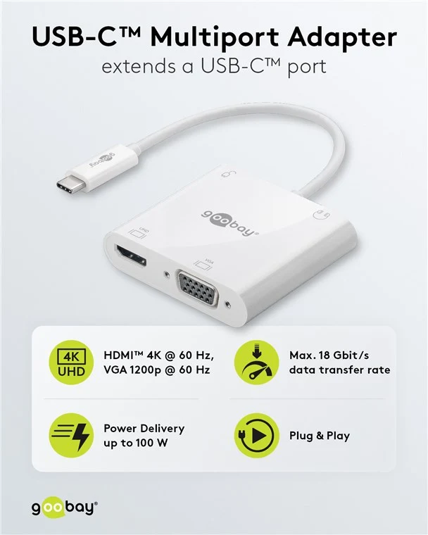 USB-C™ Multiport-Adapter auf HDMI™, VGA, Power Delivery, 100 W