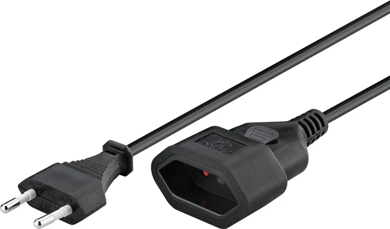 Verlängerungskabel Eurostecker, 5 m , schwarz, (2*0,75 mm²)