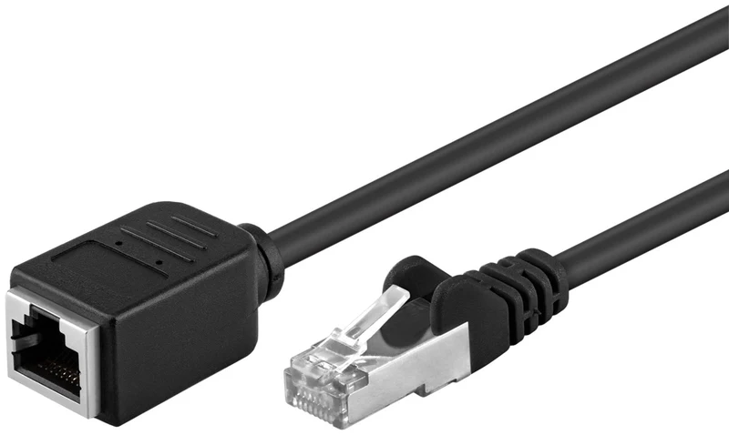 CAT 5e Verlängerungskabel, F/UTP, schwarz, 2 m