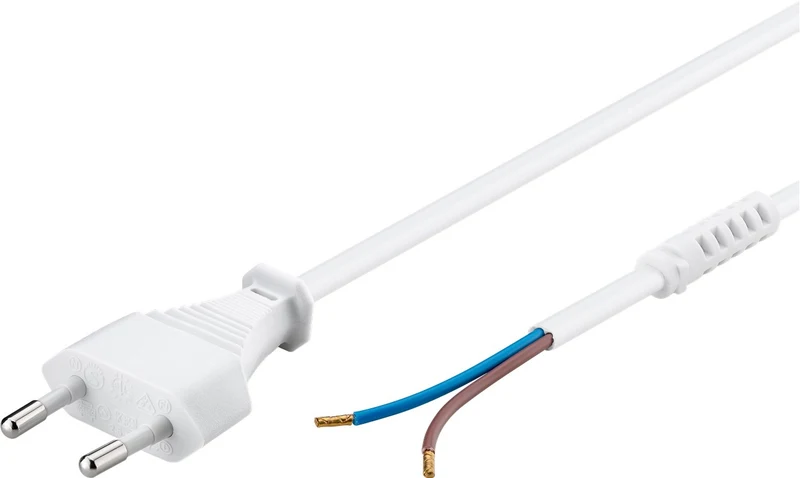 Kabel mit Eurostecker zum Konfektionieren, 1,5 m, Weiß, (2*0,75 mm²)