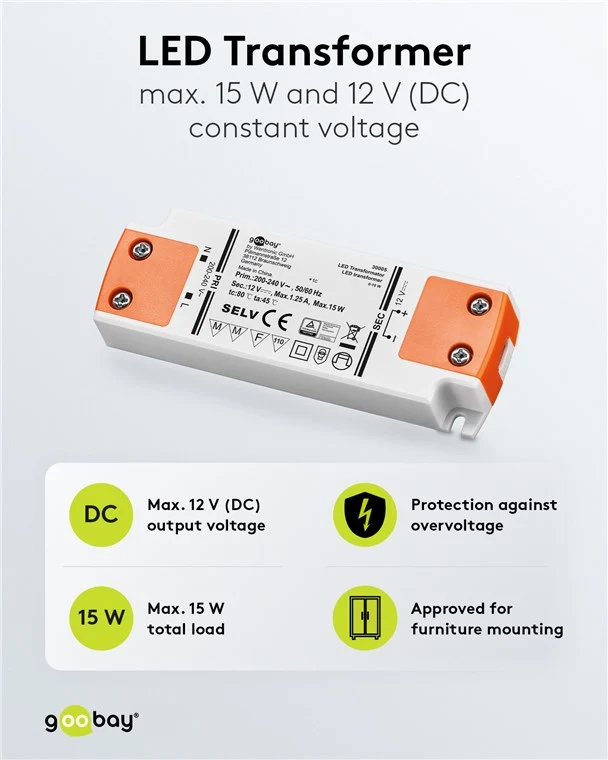 LED-Trafo 12 V (DC), 15 W