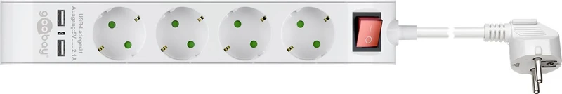Steckdosenleiste 4-fach mit Schalter und USB