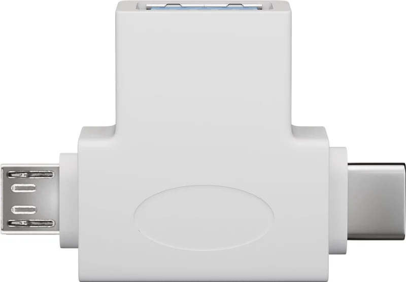 T-Adapter USB-A auf USB 2.0 Micro-B, USB A 2.0, weiß