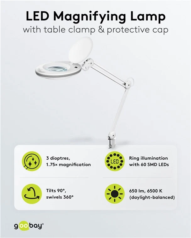 LED-Klemm-Lupenleuchte, 8 W, weiß