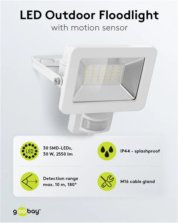 LED-Außenstrahler, 30 W, mit Bewegungsmelder