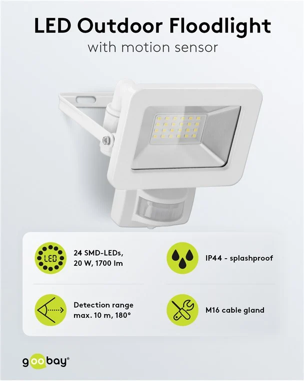 LED-Außenstrahler, 20 W, mit Bewegungsmelder