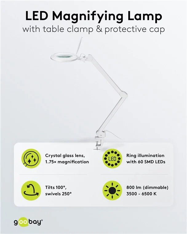 LED-Klemm-Lupenleuchte, 10 W, weiß