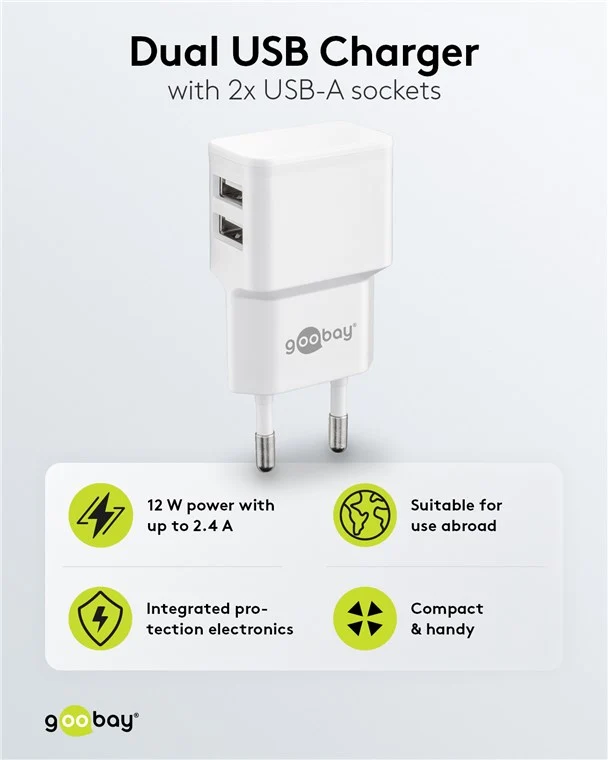 USB-A Dual-Ladegerät (12 W) weiß