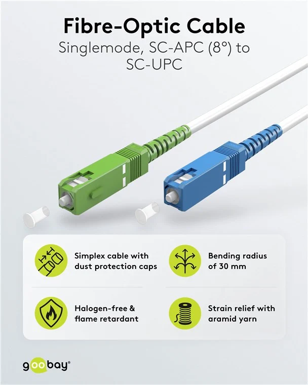 Glasfaserkabel (FTTH), Singlemode (OS2) White, (Simplex), 1 m