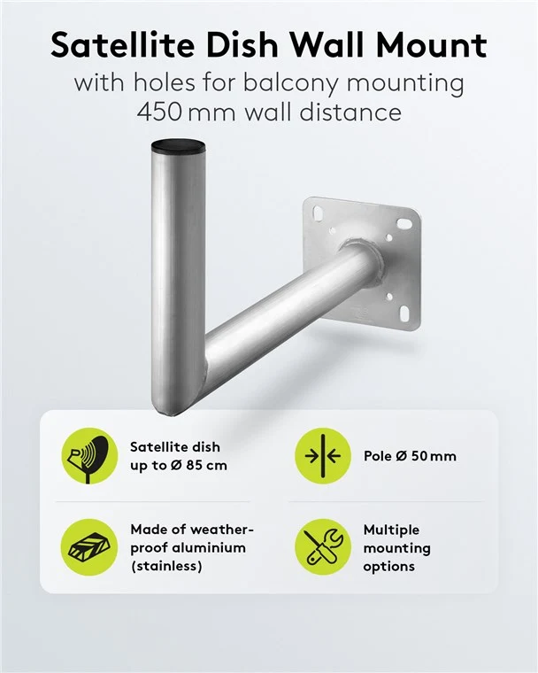 Aluminium Sat-Schüssel-Wandhalterung, 450 mm Wandabstand