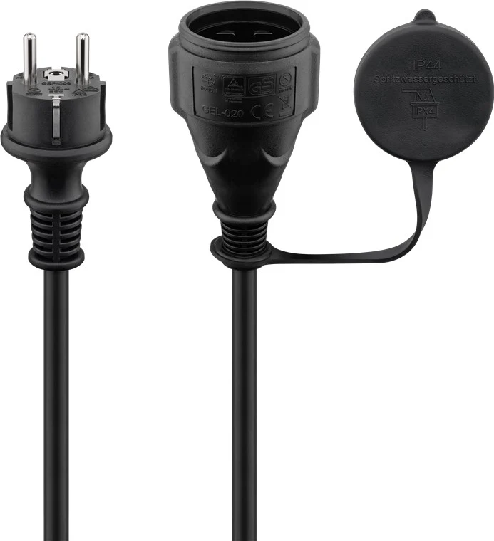 Netzkabel Outdoor, 5 m, Schwarz