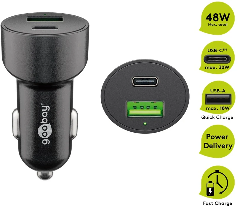 Dual-USB Auto-Schnellladegerät USB-C™ PD (Power Delivery) (48 W)