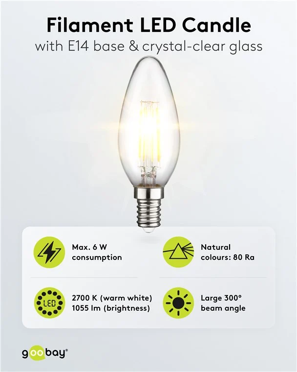Filament-LED-Kerze, 6 W