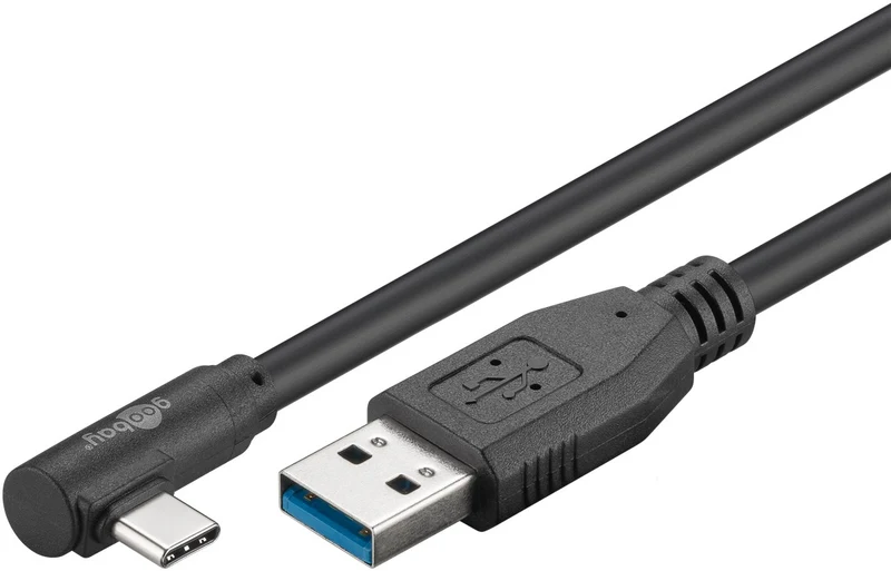 USB 3.0 USB-C™-auf-USB-A-Kabel 90°, 1 m, schwarz