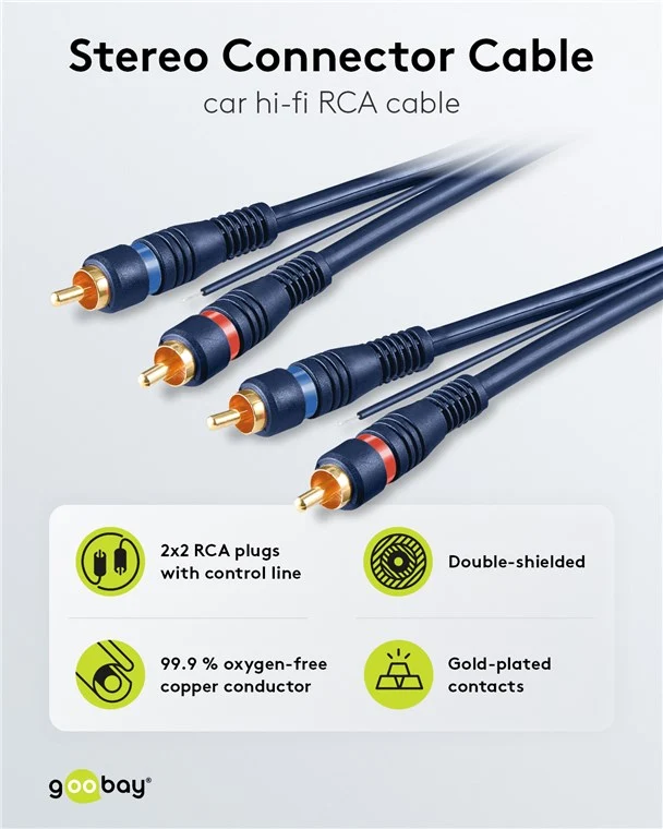 Car Hi-Fi Stereo-Verbindungskabel Cinch, zweifach geschirmt