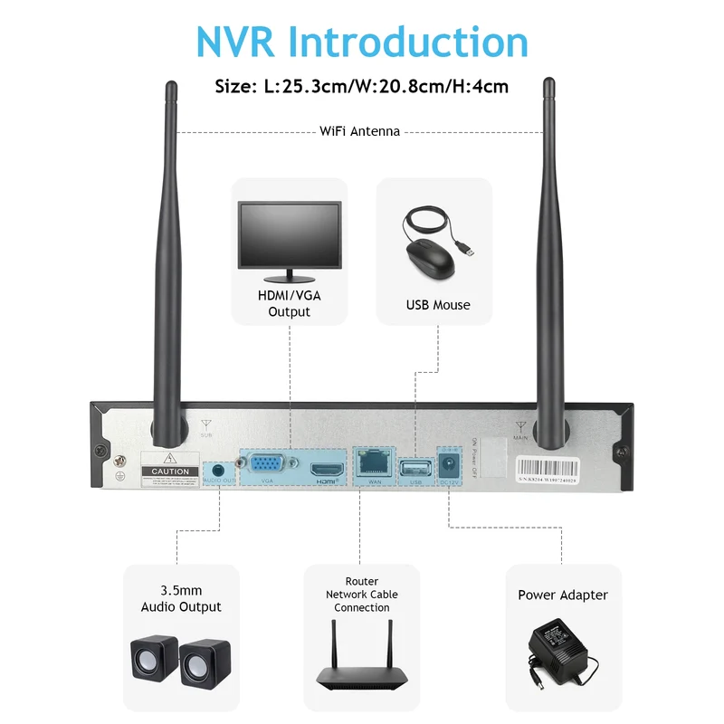 5MP Wireless J-series V80 NVR for Home Security System (No POE)