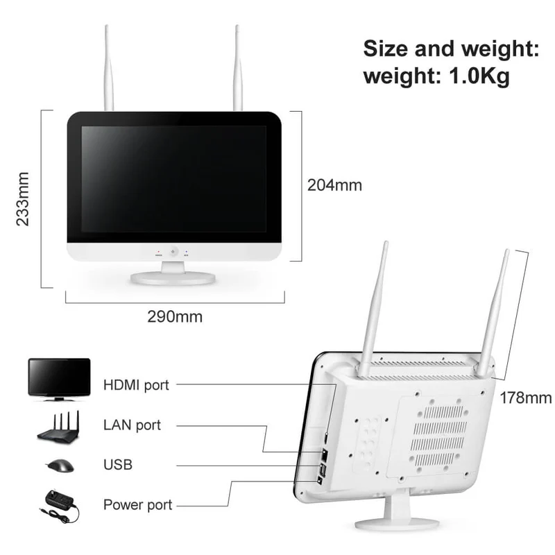 Jennov V16 WiFi Video Recorder with 12 inch Monitor NO HDD