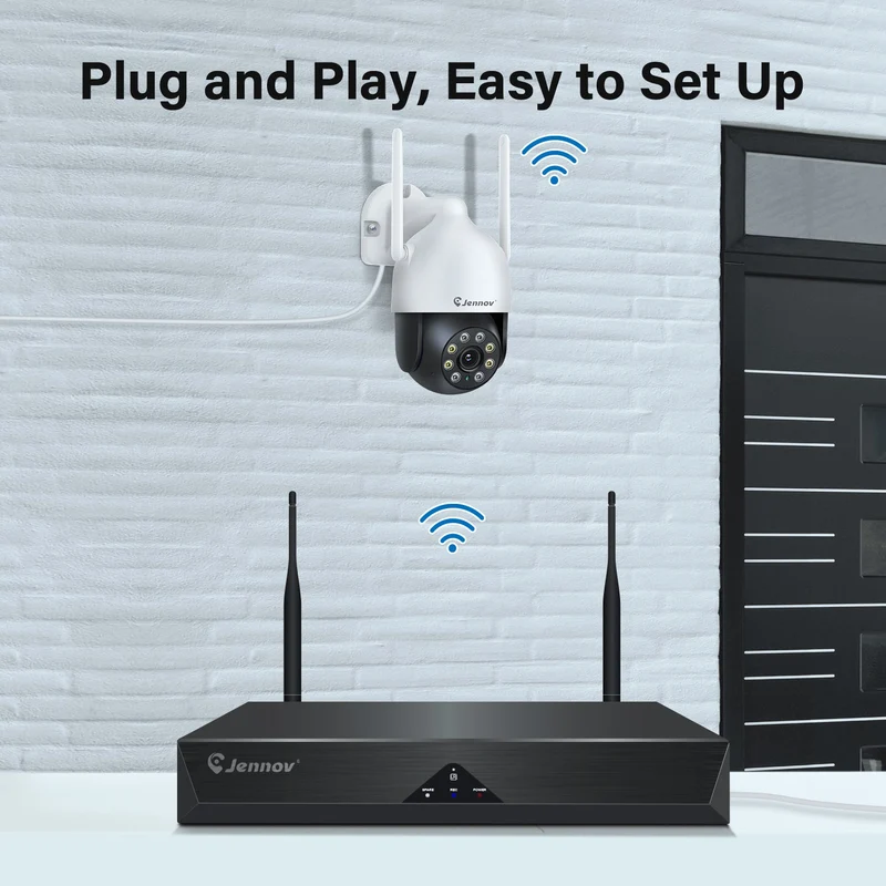 Outdoor WiFi Security Cameras System,AI Human Detected Camera, Surveillance NVR Kits