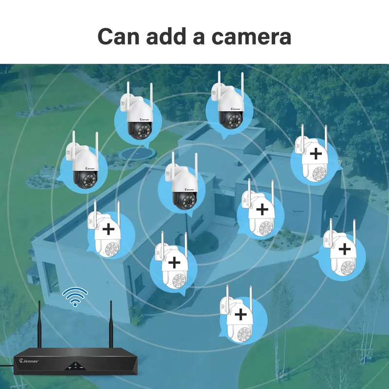 Outdoor WiFi Security Cameras System,AI Human Detected Camera, Surveillance NVR Kits