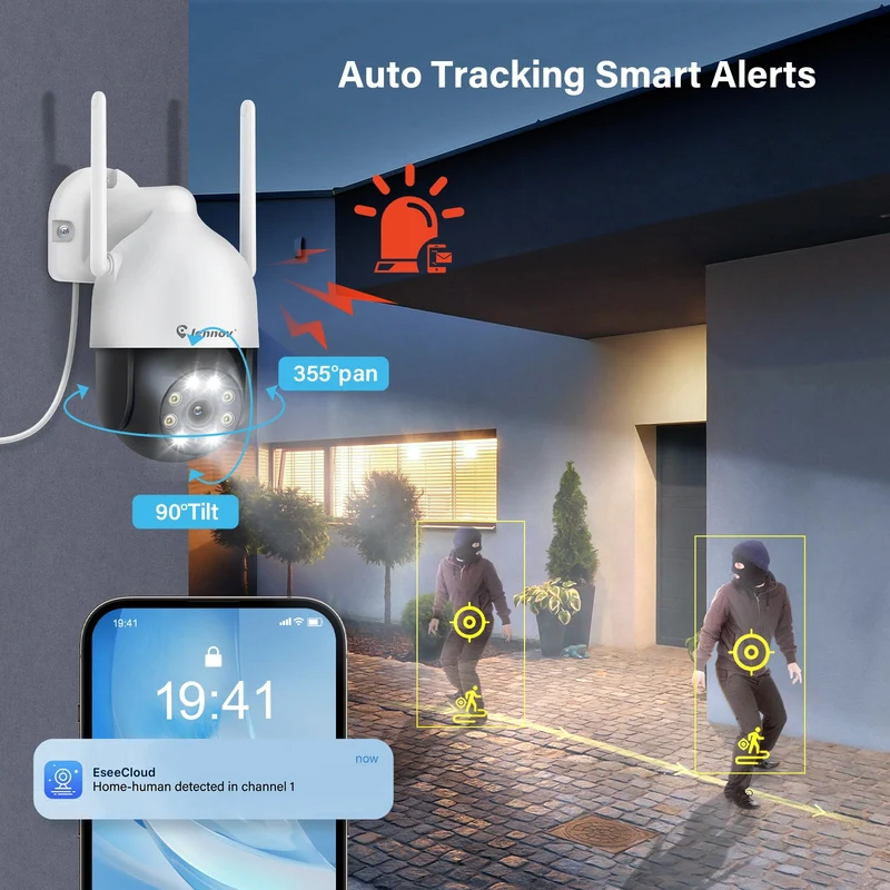 Outdoor WiFi Security Cameras System,AI Human Detected Camera, Surveillance NVR Kits