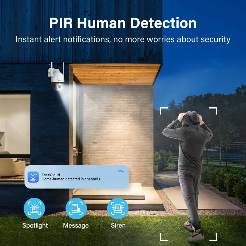 Outdoor WiFi Security Cameras System,AI Human Detected Camera, Surveillance NVR Kits