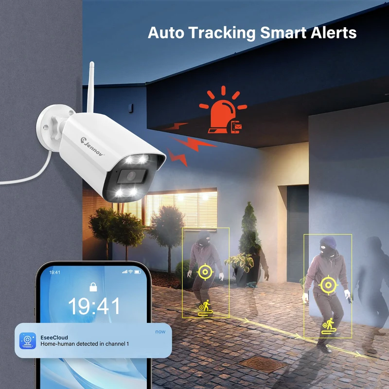 Outdoor WiFi AI Human Detected Security Camera System with Surveillance NVR Kits