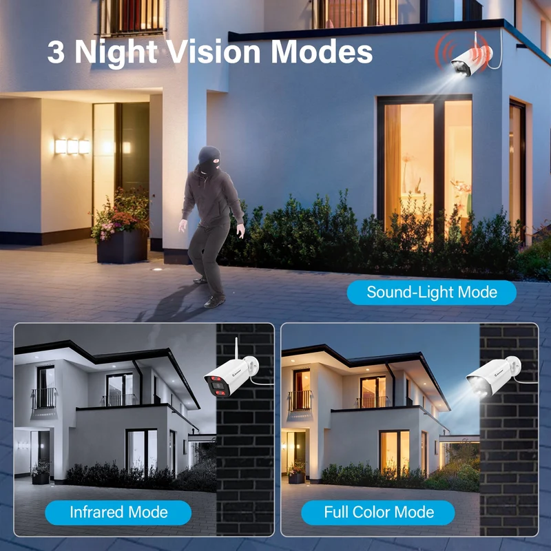 Outdoor WiFi AI Human Detected Security Camera System with Surveillance NVR Kits
