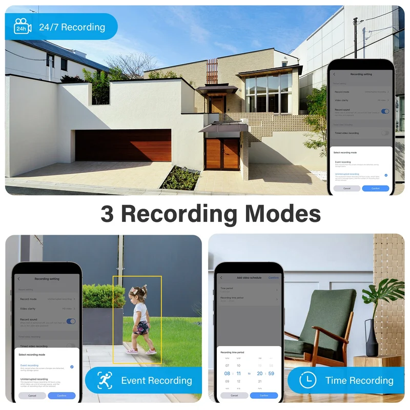 Outdoor WiFi AI Human Detected Security Camera System with Surveillance NVR Kits