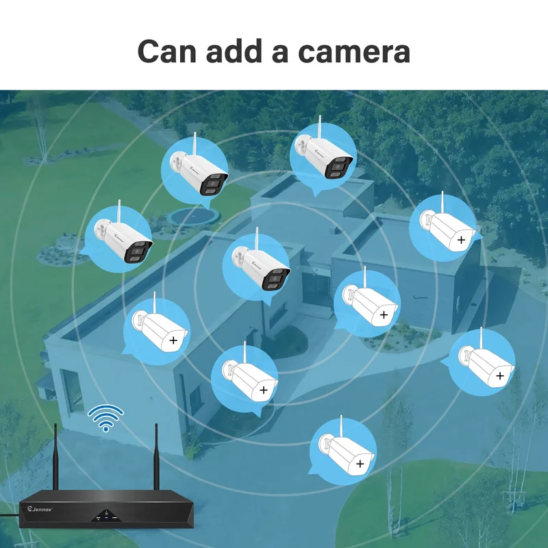 Outdoor WiFi AI Human Detected Security Camera System with Surveillance NVR Kits