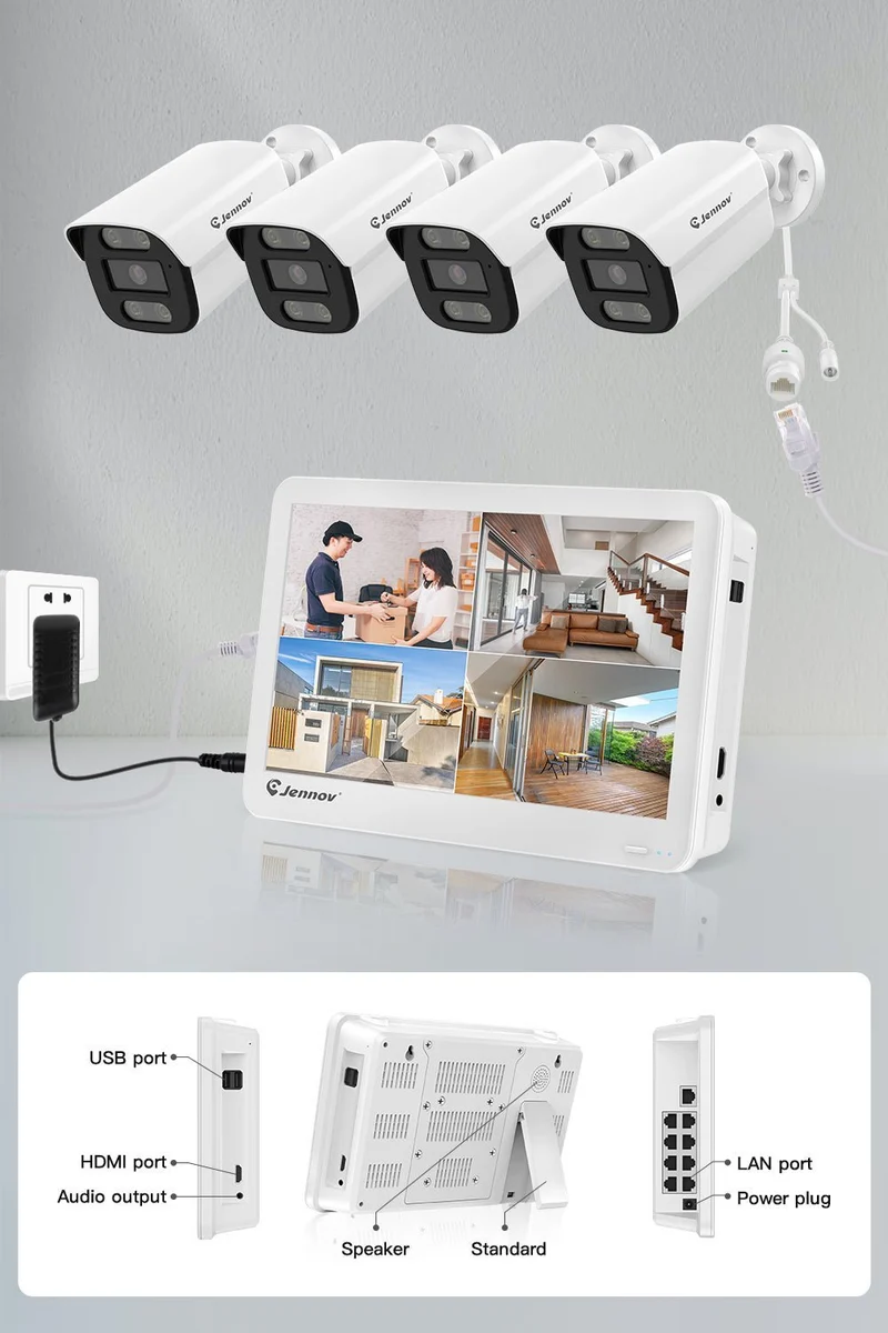Jennov POE Security Camera System with 4K A95 Cameras