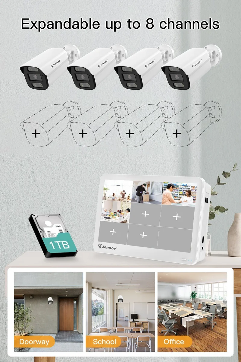Jennov POE Security Camera System with 4K A95 Cameras