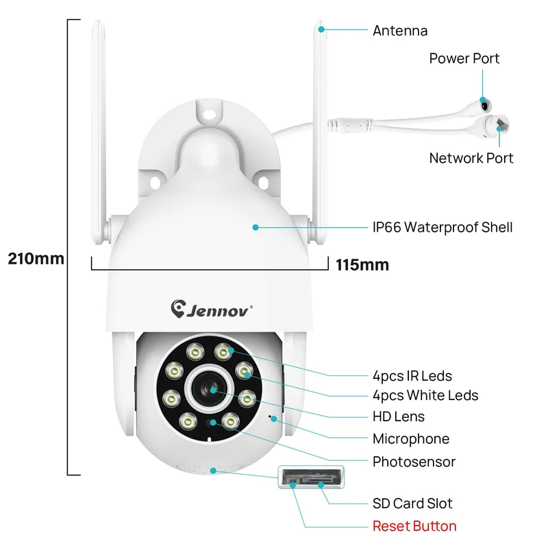 Jennov P31 2K Wireless Security Camera, Outdoor, J Series Add-on camera, Weatherproof & Reliable